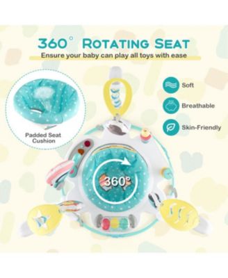 Boys Baby Activity Center Height Adjustable Baby Bouncing Saucer with Interactive Toys-Blue
