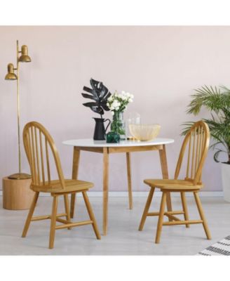 Set of 2 Windsor Dining Chairs with Spindle Backrest in Vintage Wood Finish