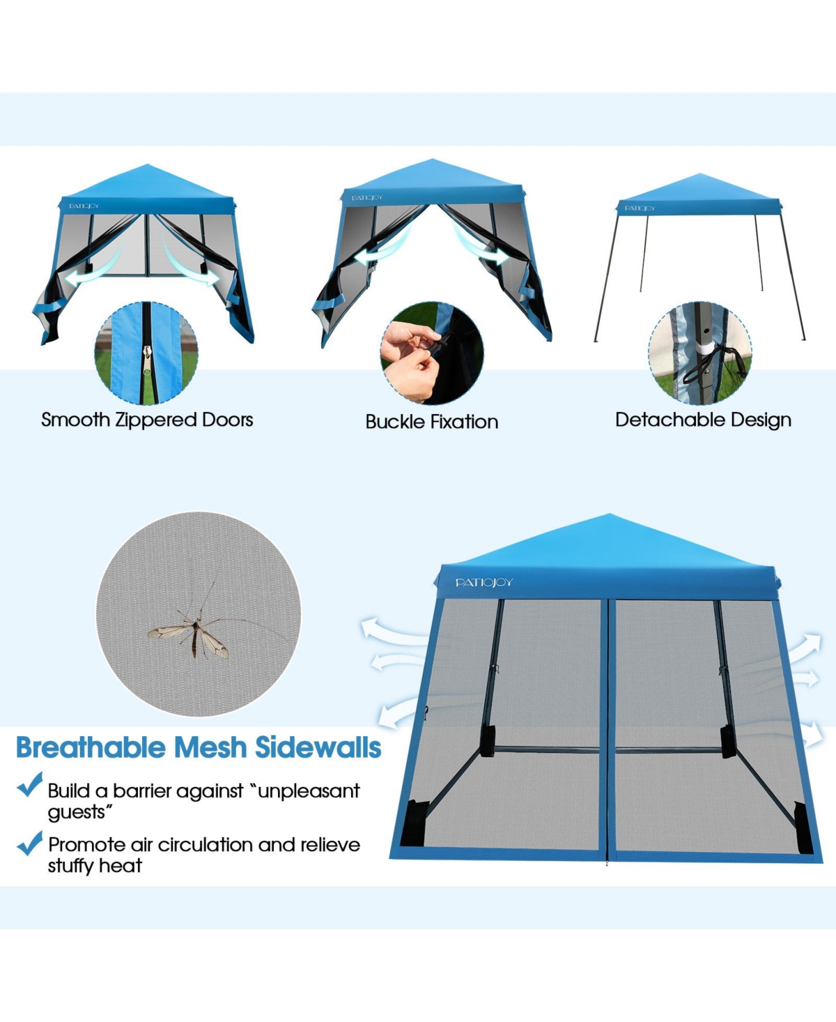 Slickblue x Feet Pop Up Canopy with with Mesh Sidewalls and Roller Bag