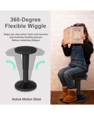 Adjustable Active Learning Stool Sitting Home Office Wobble Chair with Cushion Seat