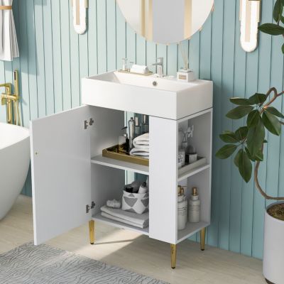 21.6" Bathroom Vanity Combo with Single Ceramic Sink