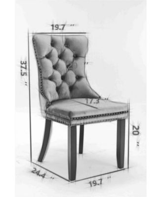 Streamdale 2 Pieces Set, Khaki Velvet Dining Chairs With Wood Legs