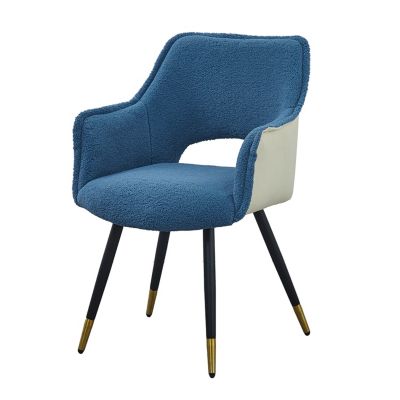 Set of 2 Blue Fabric Side Accent Chairs, 23" x 23" x 34