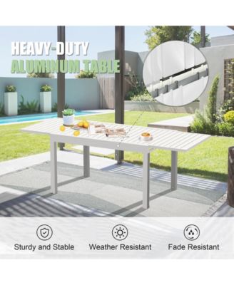 Expandable Dining Table Rust-Free Aluminum