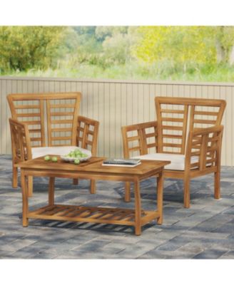 Acacia Wood Seating Set Weather-Resistant, Slatted Design