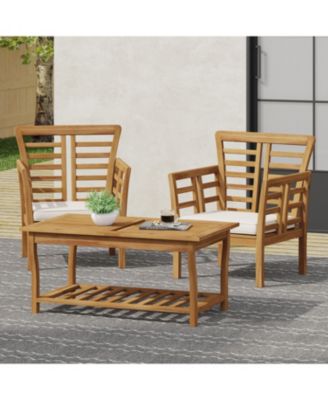 Acacia Wood Seating Set Weather-Resistant, Slatted Design