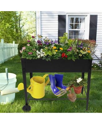 Simplie Fun Aveyas Mobile Metal Raised Garden Bed Cart with Legs, Elevated Tall Planter Box with Wheels for Outdoor Indoors House Patio Backyard Vegetables Tomato DIY Herb Grow (Black)