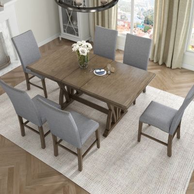 Streamdale Mid-Century Wood 7-Piece Extendable Dining Set