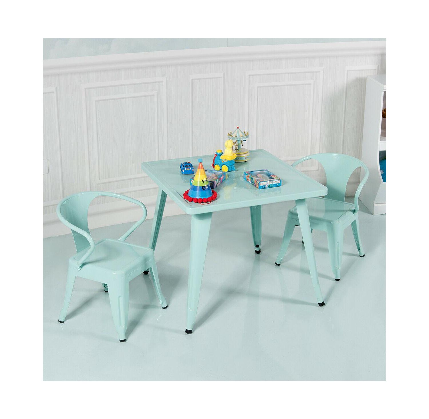 27'' Kids Square Steel Table Play Learn Activity Table-Blue
