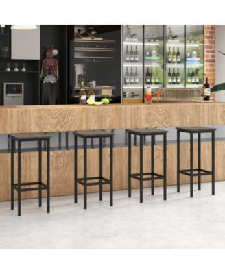 Set of 4 Bar Stool Set 26" Bar Chair with Metal Legs and Footrest