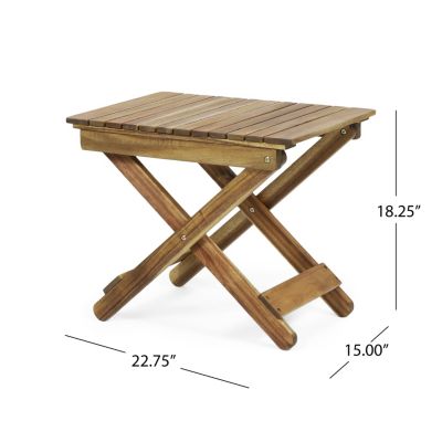 Streamdale Outdoor Folding Wooden Side Table, Natural, 15"D x 22.75"W x 18.25"H