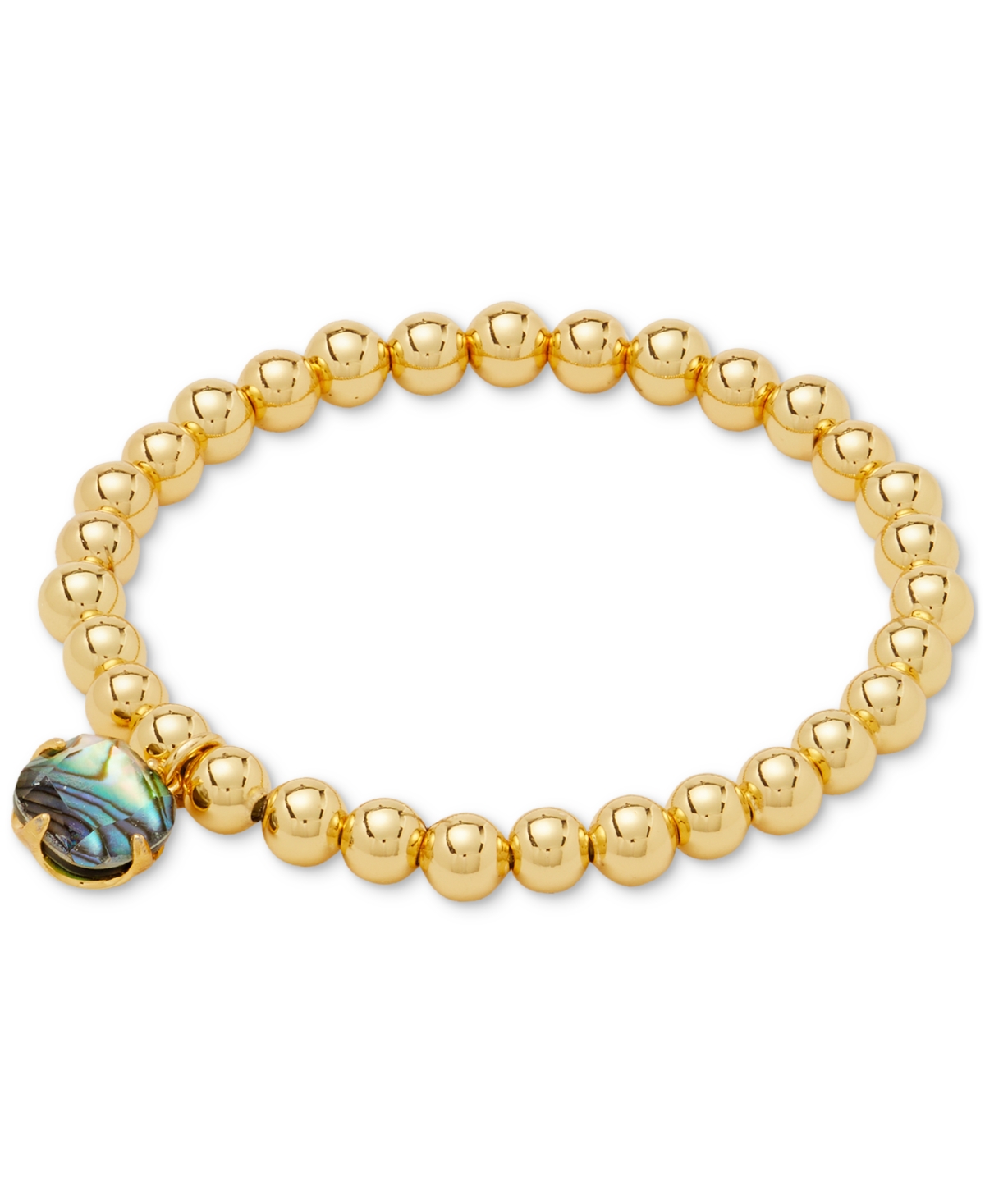 Kate Spade Gold-tone Stone Charm Beaded Stretch Bracelet In Cracked Cl