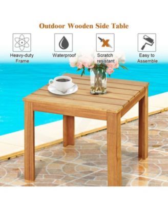 Wooden Square Patio Coffee Bistro Table