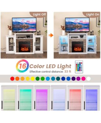 Fireplace TV Stand with Led Lights & Electric Fireplace For 65" Wall-Mounted TV