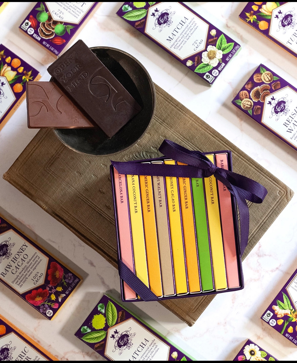 VOSGES HAUT-CHOCOLATE MINI EXOTIC CHOCOLATE BAR LIBRARY, 9 PIECE 