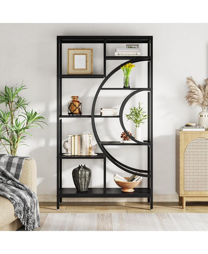 Tribesigns 71 inches Bookcases, Industrial 8Tiers Bookshelves, Black