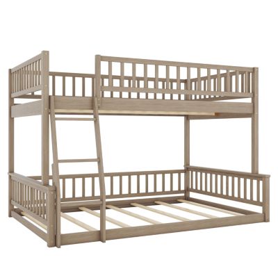Streamdale Full XL over Queen Bunk Bed with Ladder and Guardrails, Walnut