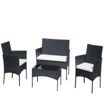 Streamdale 4-Piece Wicker Sectional Set with Glass Table