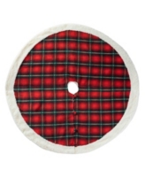 Glitzhome 60 D Oversized Red Black Plaid Reversible Sherpa Flannel Christmas Tree Skirt - Multi