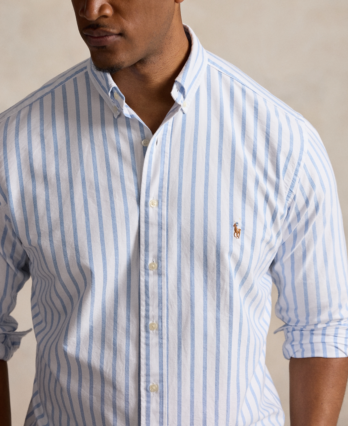 Polo Ralph Lauren Men's Big & Tall Striped Oxford Shirt -Blue Multi