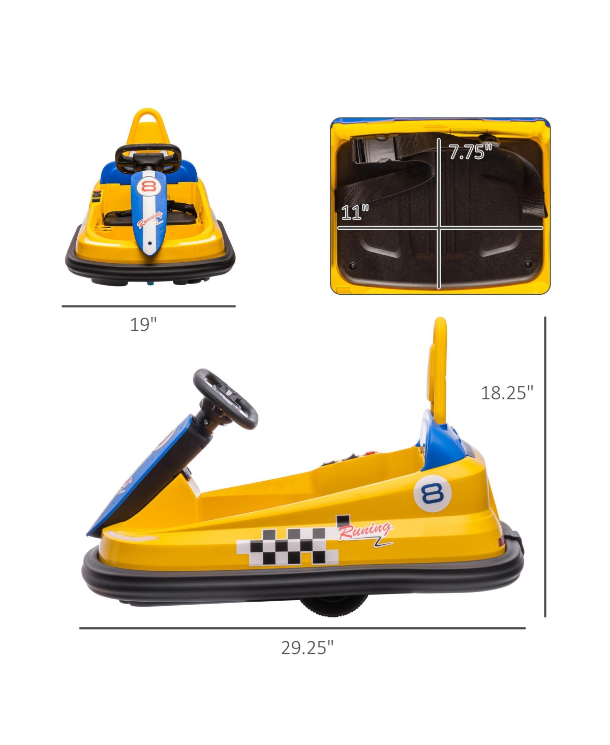 Streamdale Furniture 360° Toddler Bumper Car with Music, Lights, and Eva Bumpers