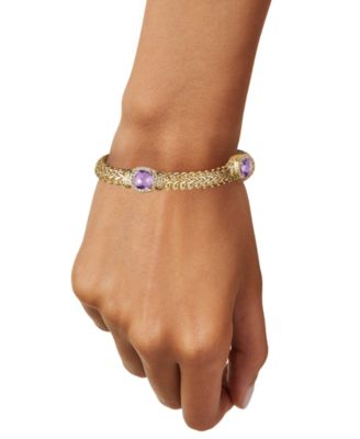 Amethyst (4-1/2 ct. t.w.) & White Topaz (7/8 ct. t.w.) Woven Link Bracelet in 14k Gold-Plated Sterling Silver (Also in Sky Blue Topaz)