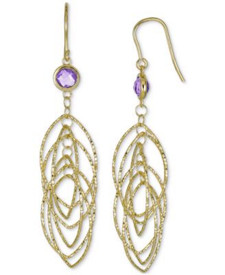 Amethyst Bezel Spiral Drop Earrings (1-5/8 ct. t.w.) in 14k Gold-Plated Sterling Silver (Also in Onyx & Sky Blue Topaz)