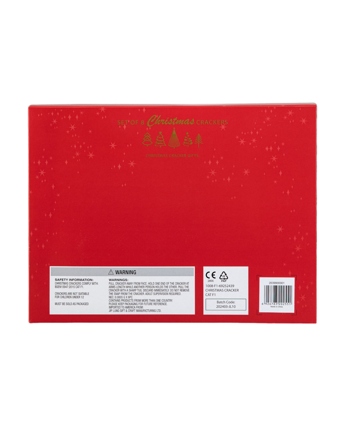 Glitzhome 8pk 1.50''d X 10.00''h Christmas Holy Leaves Party Cracker With Gift Contents In Multi