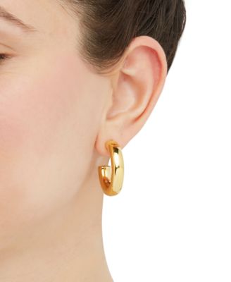 High Polished Medium J Hoop Earrings in 14k Gold, 1-1/8"