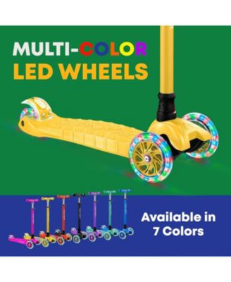 Mini 3-Wheel Kids Scooter with LED light-up wheels, 4-height adjustable handlebar, anti-slip deck & safety brake, for ages 2+, teal