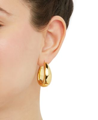 Polished Graduated Oval Medium Hoop Earrings in 14k Gold, 1-1/8"