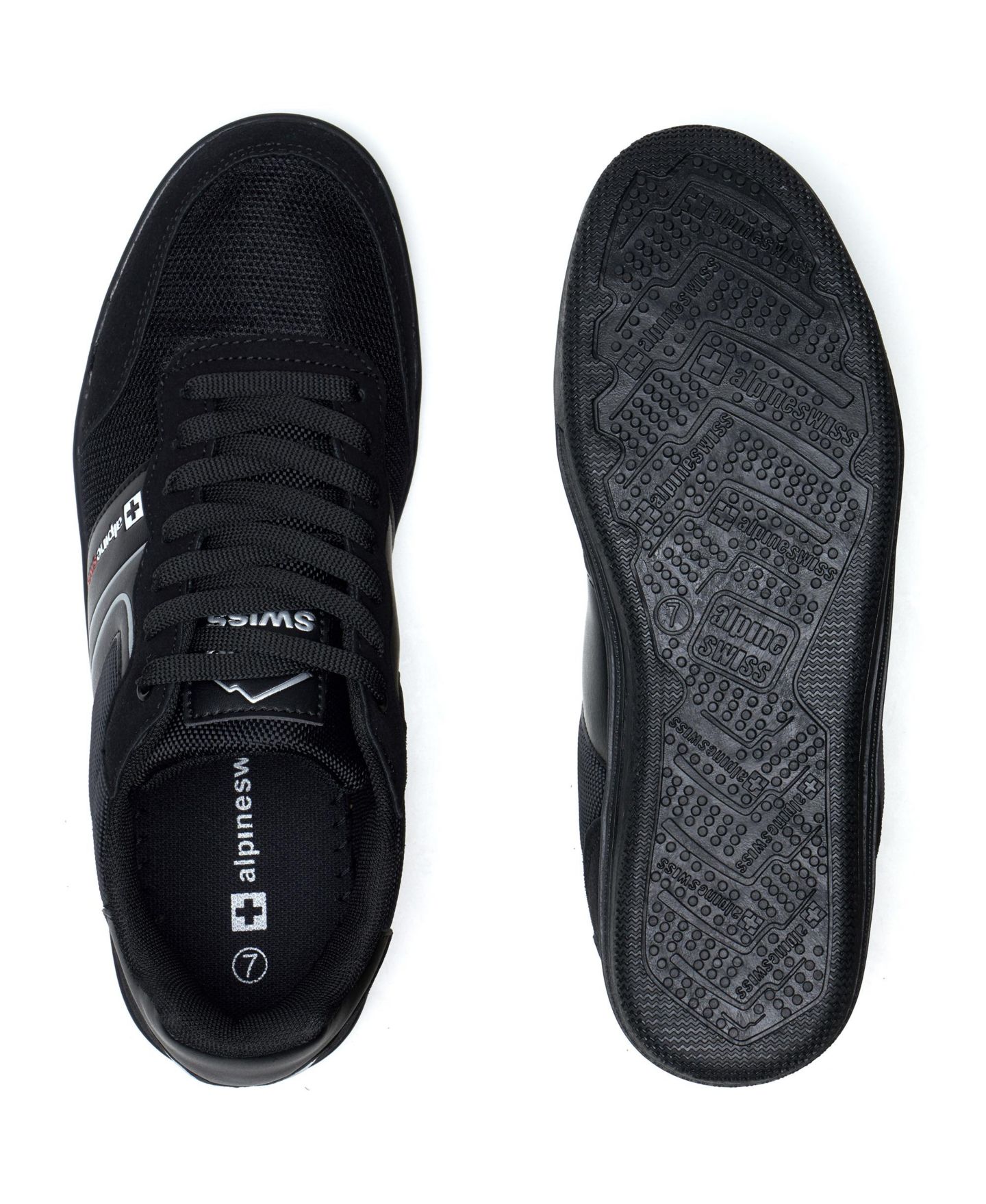 Мужские кроссовки Alpine Swiss Liam Fashion Sneakers Suede Trim Low Top Lace Up Tennis Shoes, цвет: Чёрный — фото 4