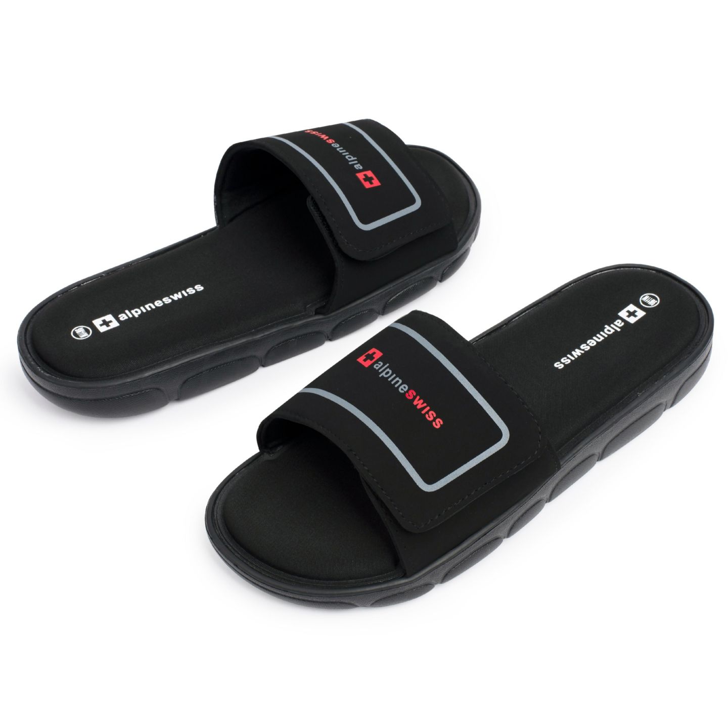 Мужские сандалии Alpine Swiss Gabe Cloud Slide Sandals For Men Shock-Absorbing Foam Insole With Arch Support Adjustable Strap Waterproof Anti-Slip Recovery, цвет: Чёрный — фото 7