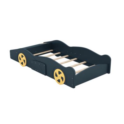 Streamdale Blue & Yellow Race Car Platform Bed with Storage
