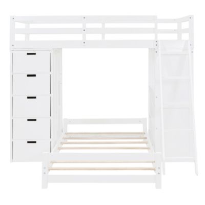 Streamdale Twin Over Twin Bunk Bed With LED Light And USB Ports