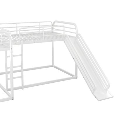Streamdale Full And Twin Size L-Shaped Bunk Bed With Slide And Short Ladder