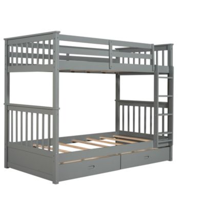 Streamdale Twin-Over-Twin Bunk Bed With Ladders And Two Storage Drawers
