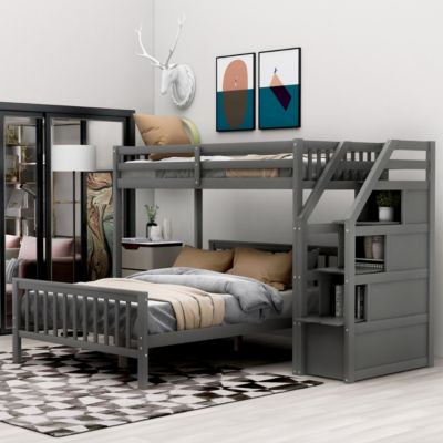 Streamdale Twin Over Full Loft Bed With Staircase