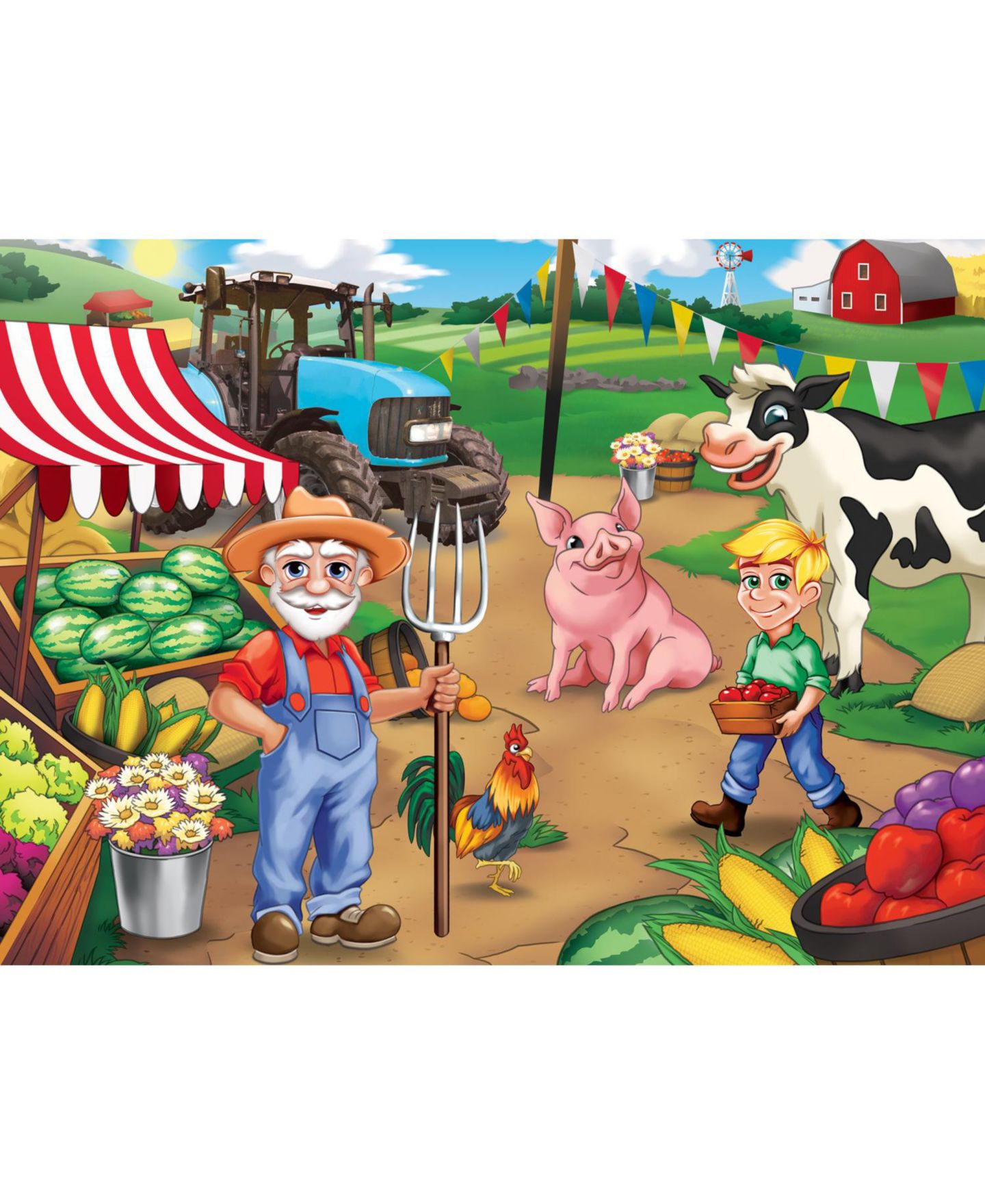 Детский пазл MasterPieces Puzzles Old MacDonald's Farm Market Day 60 Piece Puzzle, Ages 5+, цвет: Разноцветный — фото 2