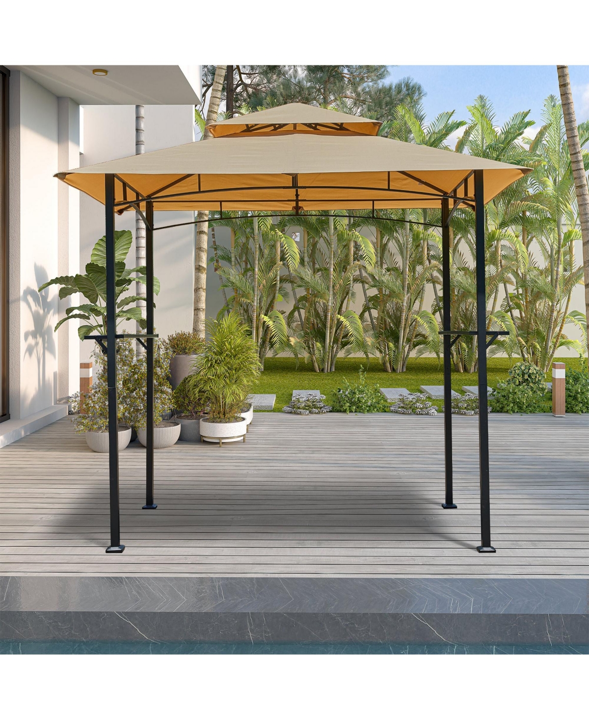 Mondawe Outdoor Grill Gazebo Double Tier Soft Top Canopy