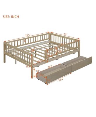 Full Size Daybed Wood Bed With Two Drawers
