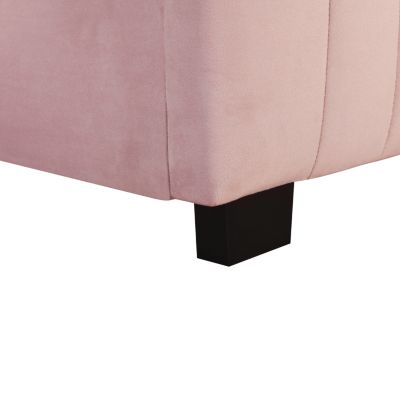 Streamdale Twin Size Velvet Upholstered Platform Bed With Twin Size Trundle, Pink