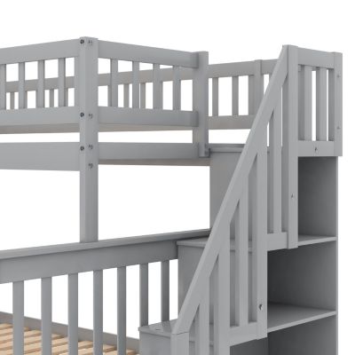 Streamdale  Furniture Twin size Trundle And Staircase Over Full Bunk Bed