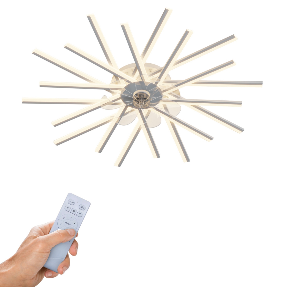 Streamdale Furniture 45In Ceiling Fan With Lights Remote Contro Dimmable Led, 6 Gear Wind Speed Fan Light
