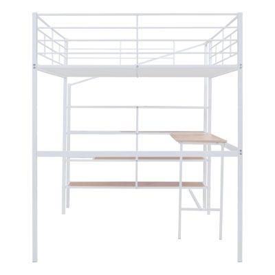 Streamdale Full Size Metal Loft Bed With Desk And Lateral Storage Ladder