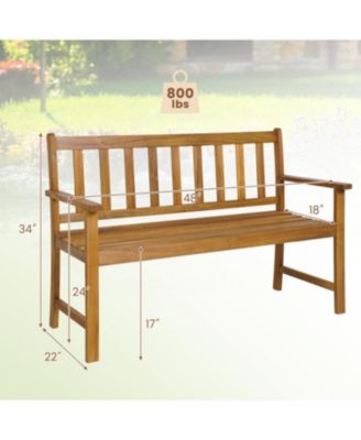 2-Person Outdoor Acacia Wood Bench with Backrest
