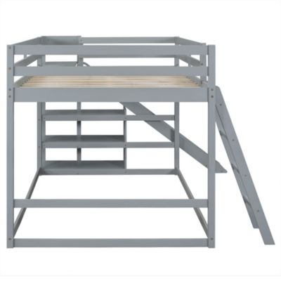 Streamdale Full Over Full Bunk Bed With Ladder, Slide And Shelves