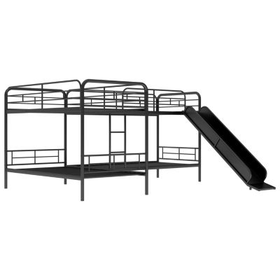 Twin Size L-Shaped Bunk Bed with Slide and Ladder