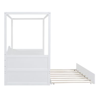 Streamdale Twin Size Canopy Day Bed With Twin Size Trundle, White