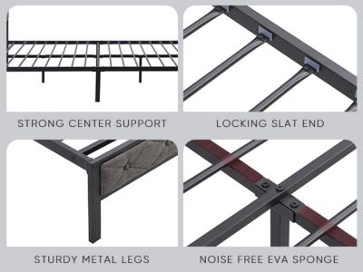 Streamdale Upholstered Queen Bed Frame with Storage and LED Lights